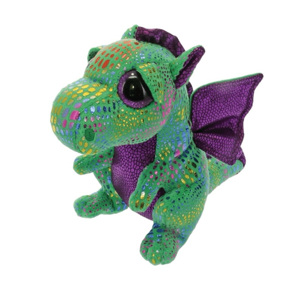TY Beanie Boos Cinder The Green Dragon Glitter Textured Sparkling Plush Toy